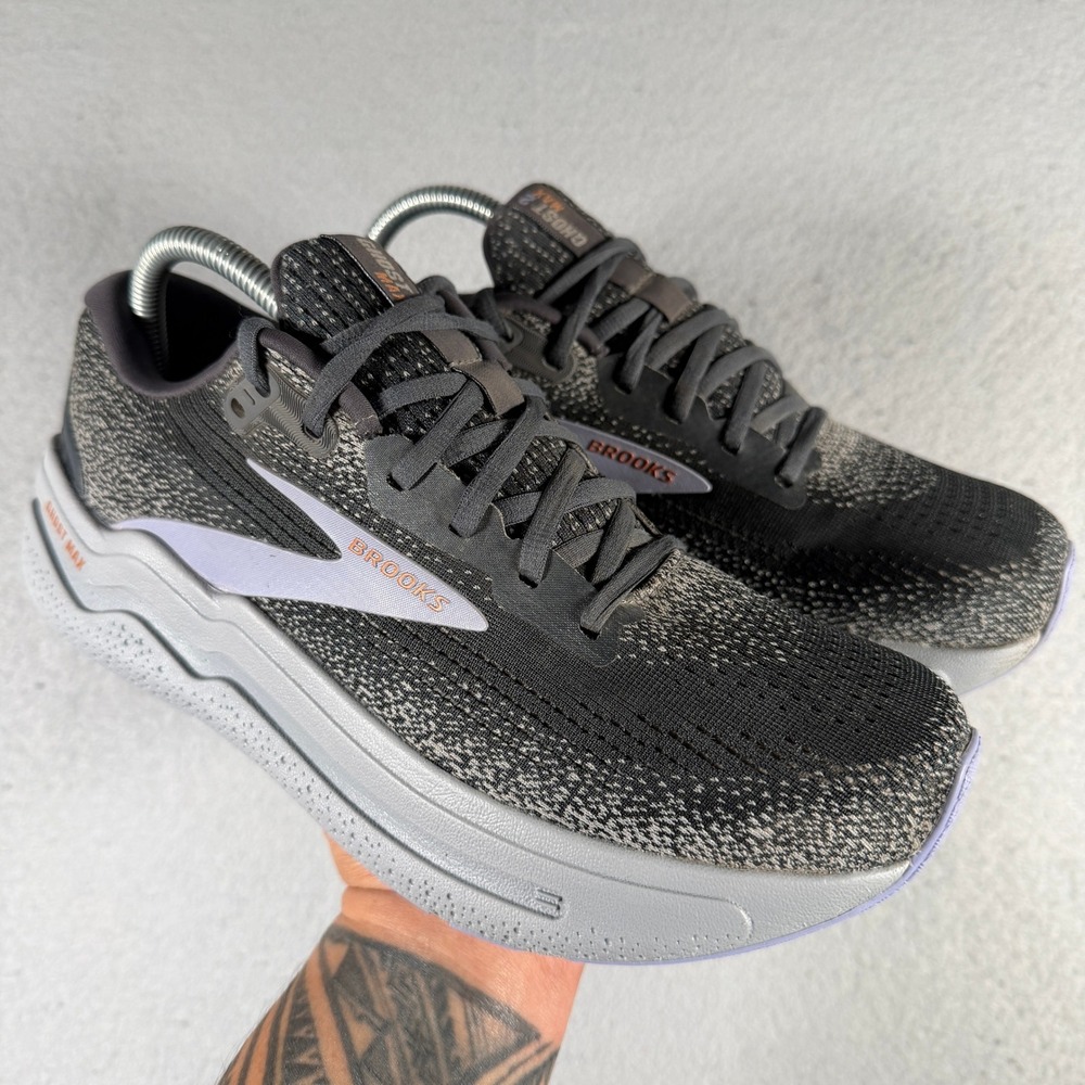 Brooks Ghost Max 2 Womens Running Shoes 9.5 Grey Black Purple 1204201B005